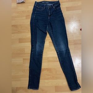 Dark wash high rise skinny jeans